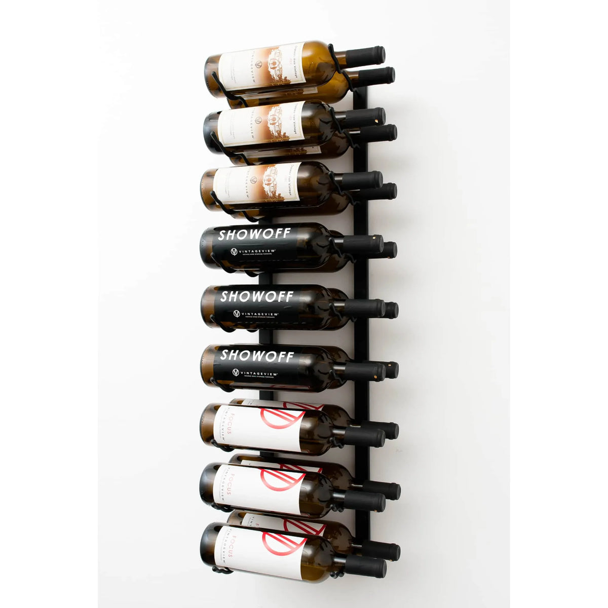 VintageView Rack 3 wandwijnrek 18 flessen Satin Black Zwart